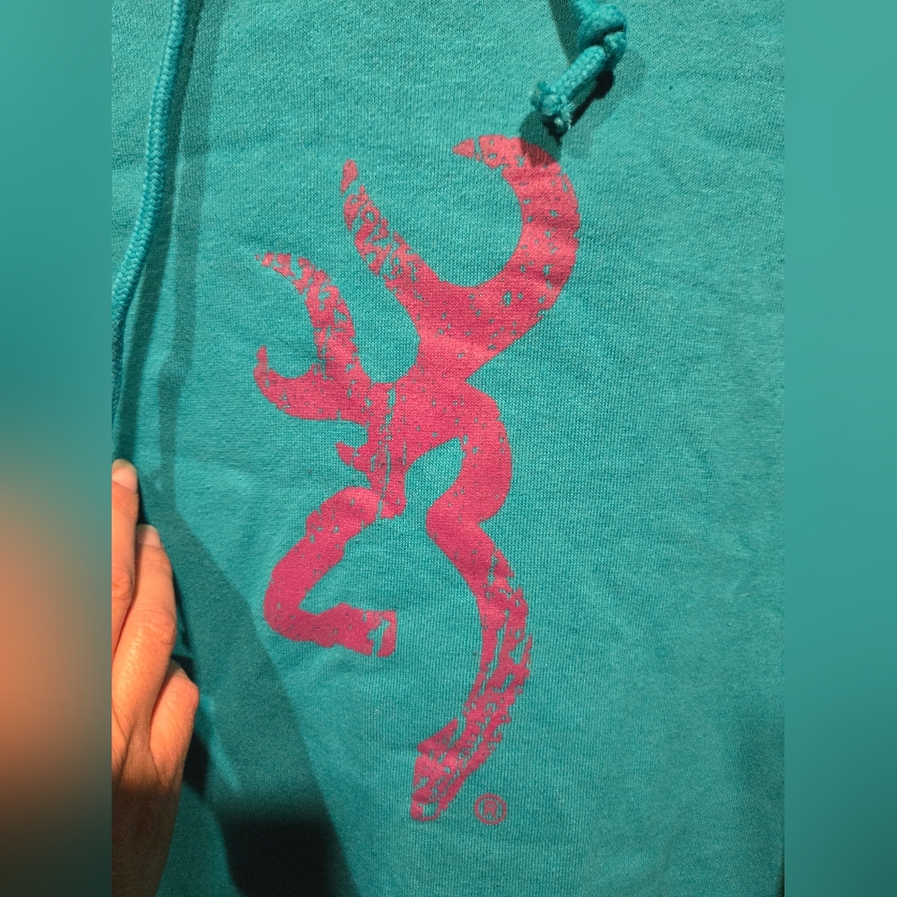 NWOT Women's Browning Deer Stag Teal And Purple Sweatshirt Hoodie Size Medium - Picture 9 of 11
